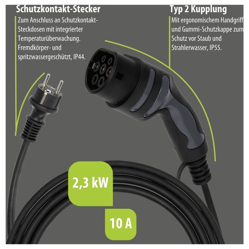 Brennenstuhl EV-Ladestation Typ 2 Mode 2 10A 2 Anschlüsse 2,3kW IP55 8m Kabel - 4007123693108