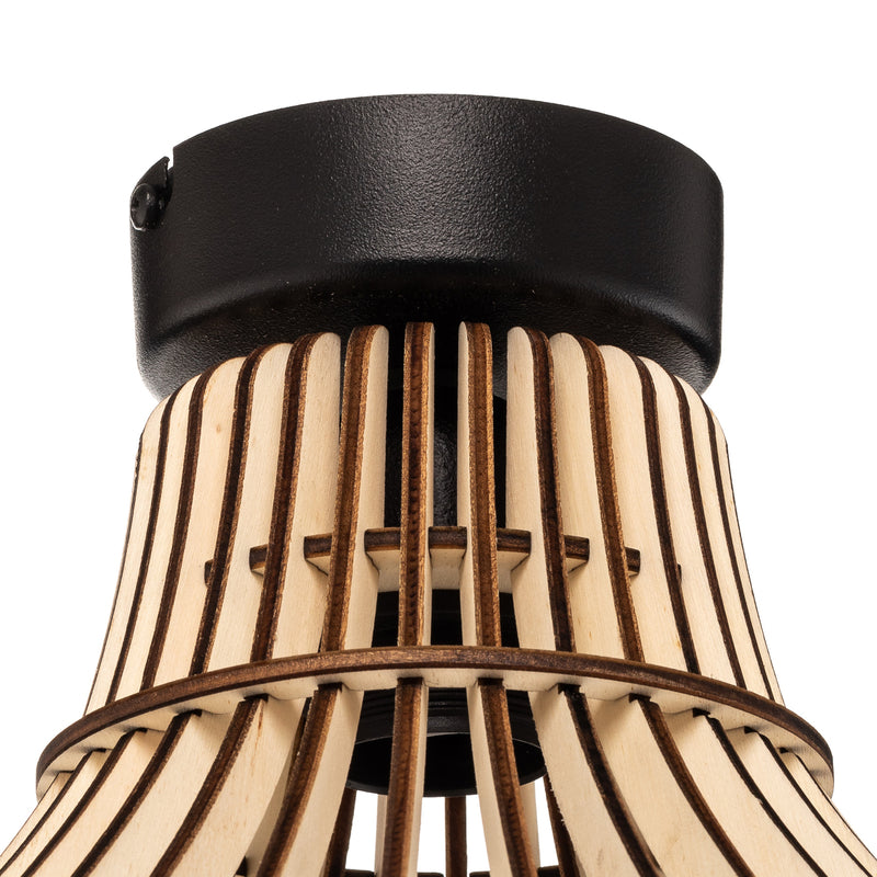 Euluna Deckenleuchte Barrel LED Lampe Holz schwarz dimmbar rustikal Ø38cm - 5907623620590
