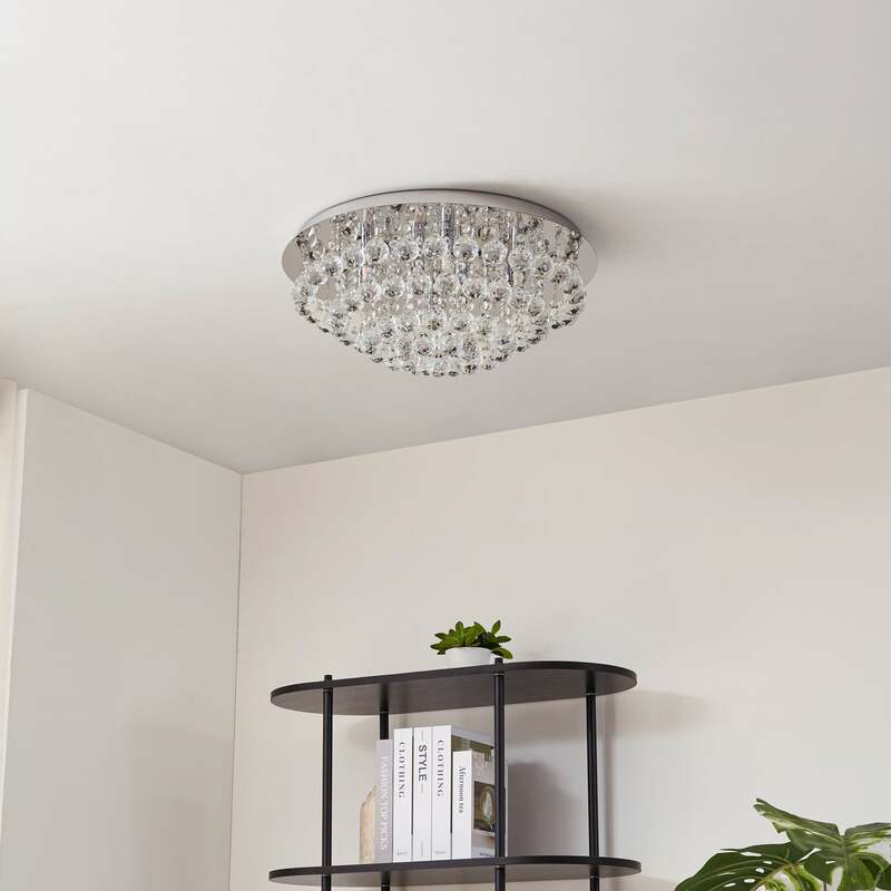 Lindby Deckenleuchte Antonino LED Kristall Deckenlampe dimmbar chrom Ø55cm 8-flg - 4251096590043