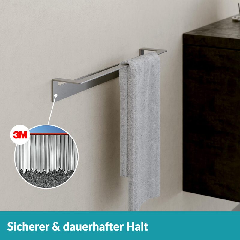 WEISSENSTEIN Handtuchstange Handtuchhalter Badezimmer WOMO silber selbstklebend - 4260470461572