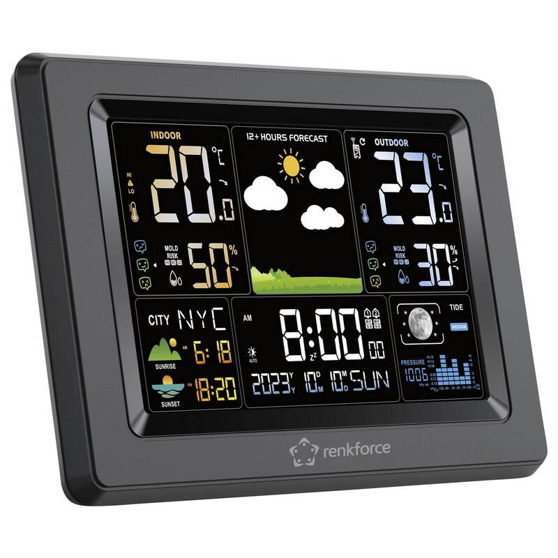 RENKFORCE Wetterstation Funk Thermometer Hygrometer digital schwarz plastkfrei - 4064161337227