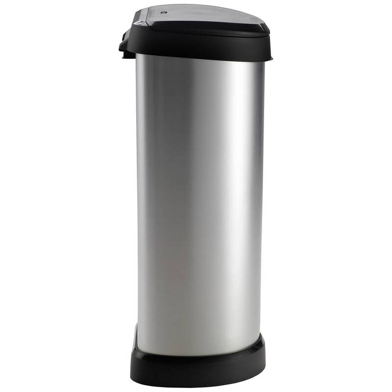 Curver Mülleimer Abfalleimer Deco 40l Handtuchheizkörper silber schwarz - 3253922130387
