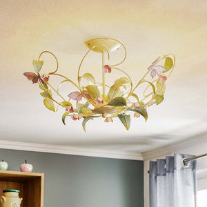 B-Ware Deckenlampe BUTTERFLY LED dimmbar Edelstahl creme grün rosé 5-flammig Ø64cm