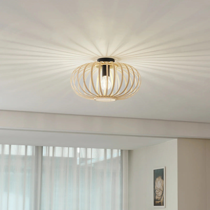 Lindby Deckenleuchte Lielle LED Lampe Hängelampe dimmbar Bambus natur Ø38cm - 4251911793222
