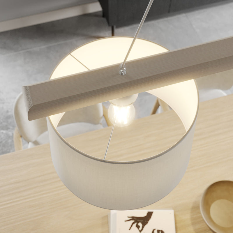 Hängelampe Hängeleuchte Sweden LED Pendelleuchte dimmbar altweiß Holz 90cm Lampe - 5907687435130