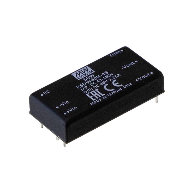 MeanWell RSDW60 DC/DC-Wandler Stromversorgung Modul 60W 1 Ausgang 12V Print - 4021087074520