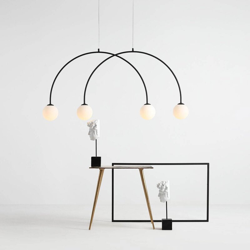 Alison Hängelampe Pendelleuchte Bogenlampe schwarz/weiß 4fl 129cm - 5904798655396
