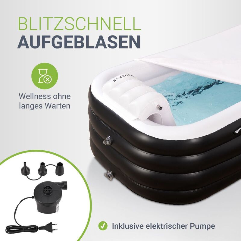 Aufblasbare Badewanne mit Rückenlehne und Luftpumpe für Zuhause und Outdoor 78 - 4262437183329