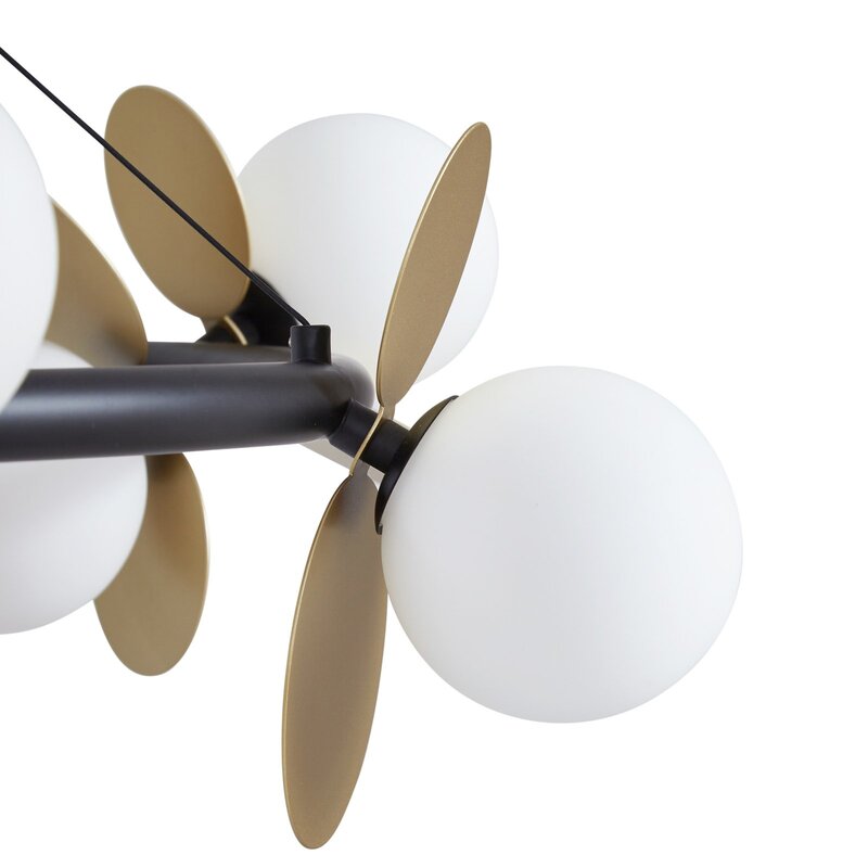 Lucande Pendelleuchte Hängeleuchte LED Pallo Glas Esszimmer schwarz gold dimmbar - 4251911775877