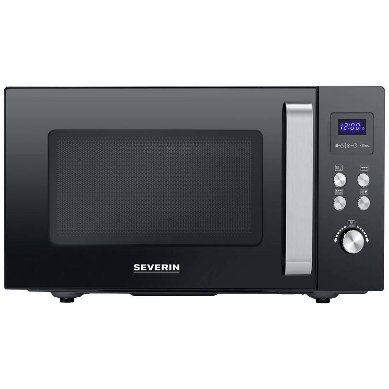 Severin MW Mikrowelle Schwarz Edelstahl 900 W Grillfunktion flacher Glasboden - 4008146037610