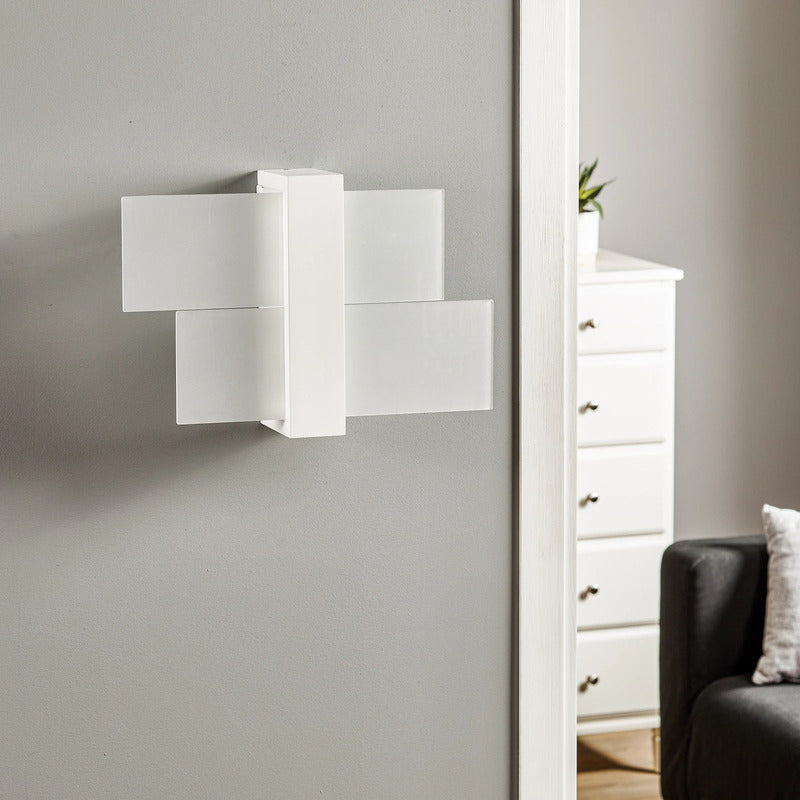 Wandleuchte Wandlampe Glas weiß Shifted 1 Leuchte Beleuchtung Holz Modern - 8544060