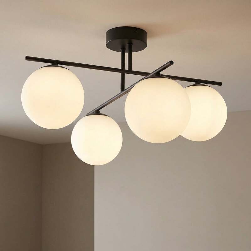 Aurora Deckenleuchte Lampe schwarz Glas Ø 50 cm 4 flammig E14 SIEHE TEXT/FOTO327 - 5905563001387