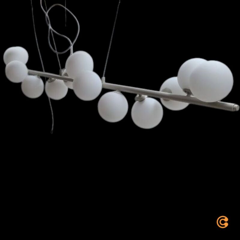KARE Hängeleuchte Scala Balls LED Pendelleuchte dimmbar greige 150cm 6-flammig - 4025621575467
