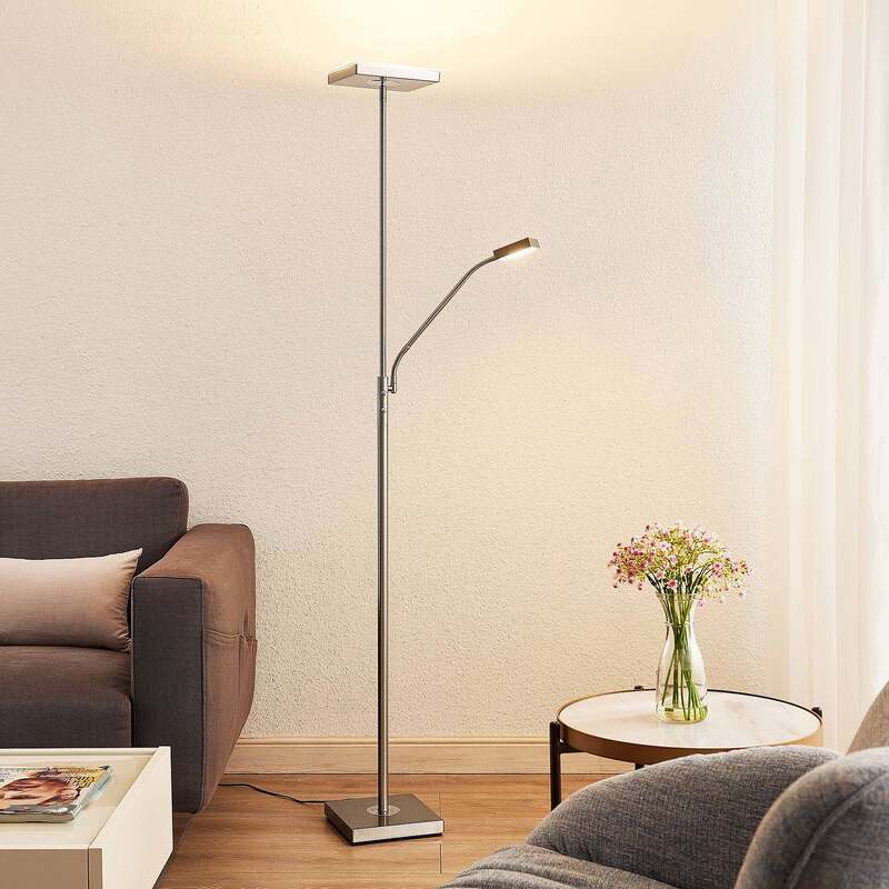 Lindby Sumani LED-Stehleuchte Stehlampe Standleuchte Standlampe eckig nickel - 4251096587081