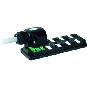 B-Ware Murrelektronik Sensorbox Aktorbox Verteiler Anschlussbox 8 x M12 LED Status Grau