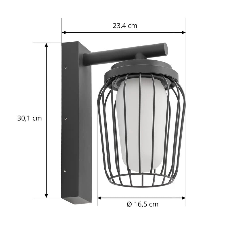 Lucande Außenwandleuchte Chandan 30 cm schwarz Alu Wandleuchte Lampe Leuchte476 - 4251911764307