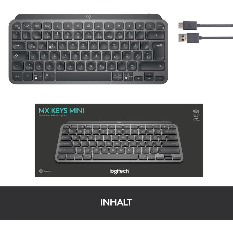 Logitech MX Keys Mini Bluetooth Tastatur QWERTZ Graphit Beleuchtet - 5099206098831