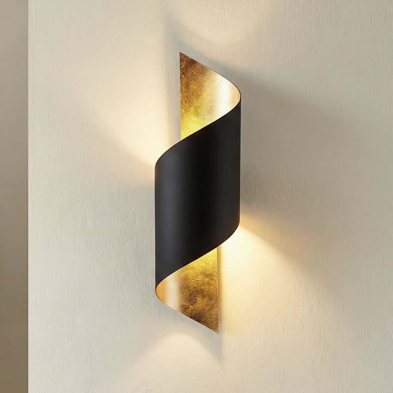 Lindby Wandleuchte Vanni LED Wandlampe dimmbar schwarz gold Metall 57 cm Höhe - 4251096555363