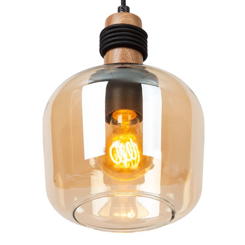 Lucide Pendelleuchte Hängeleuchte Ilona LED 3-flammig dimmbar schwarz amber 70cm - 5411212452689