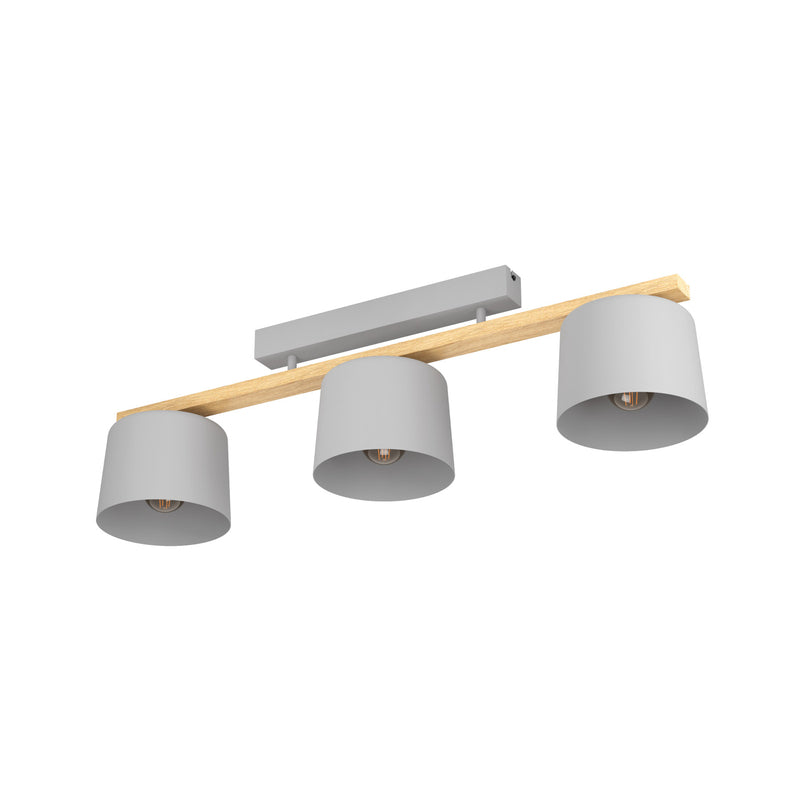 Eglo Deckenleuchte Lampe Mariel 3-flammig hellgrau holz natur Leuchte Spot - 9008606239108