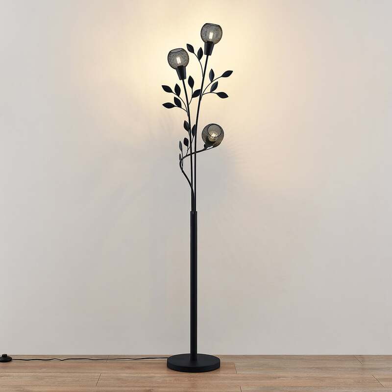 Lindby Stehlampe Florentiner Leuchte Kanye LED 3-flammig schwarz 160cm hoch - 4251911712919