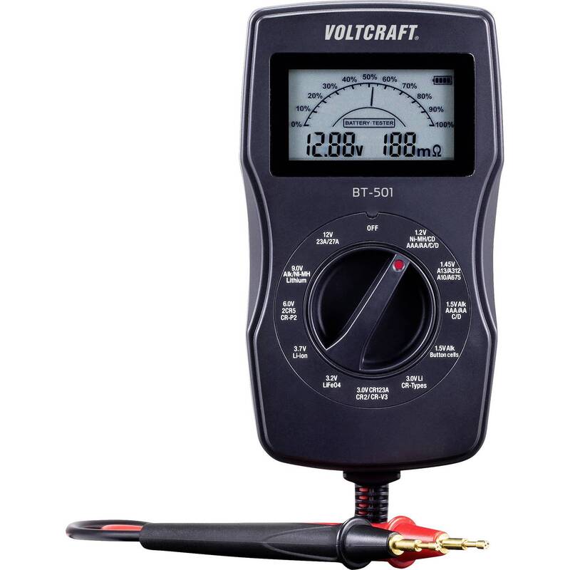 Voltcraft Batterietester BT-501 Batterie Messgerät für 1,2V bis 12V Akkus 76mm - 4053199930128