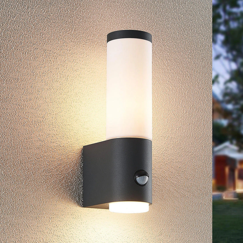 Lindby Außenwandleuchte Okari LED Wandleuchte mit Sensor dunkelgrau 29x9cm - 4251911704242