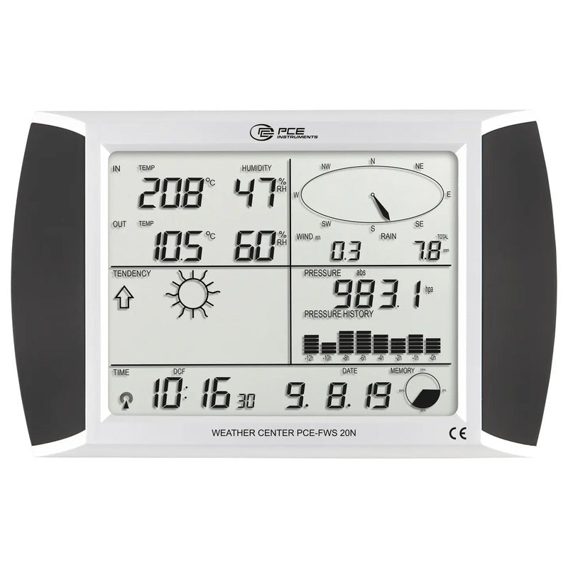PCE Instruments Wetterstation Touchscreen Display Solarmodul Vorhersage Analyse - 4250348719676