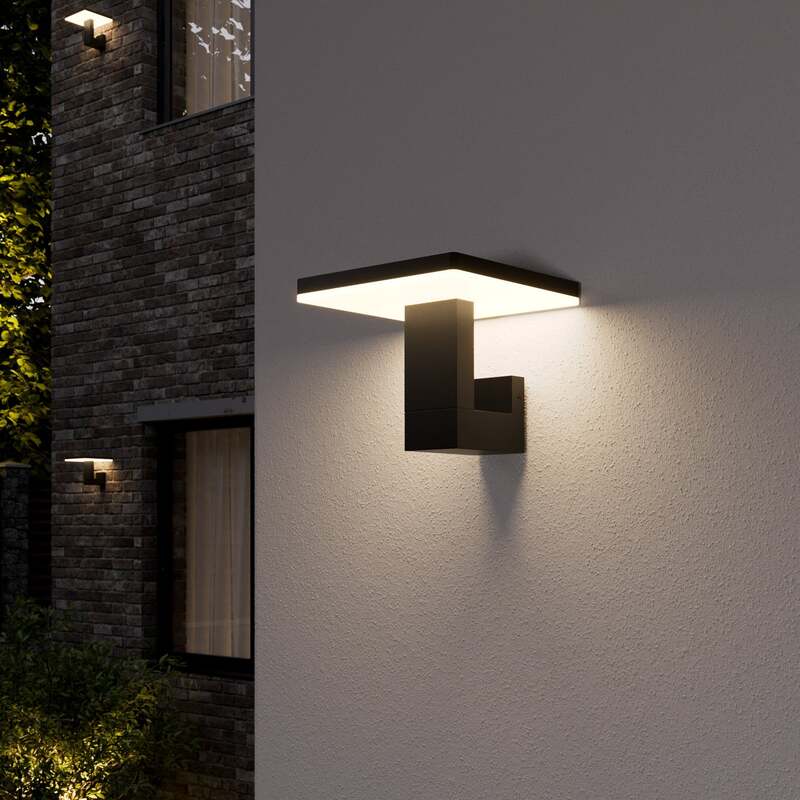 Lucande Außenwandleuchte Olesia LED Gartenlampe anthrazit IP54 15x18cm 660lm - 4251096544282