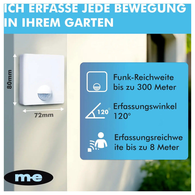 m-e modern-electronics Steckdose Bewegungsmelder 120° IP54 Außenbereich Weiß - 4250109134953