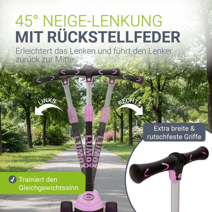 Kinderroller Lumox Roller für Kleinkinder ab 3 Jahren mit LED-Leuchträdern Rosa - 4262437187716