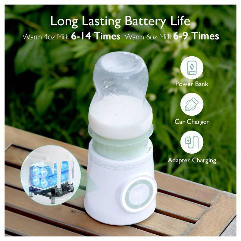 Momcozy Milchflaschenwärmer tragbar 80W Temperaturregelung Grün Weiß Transparent - 0602835182366