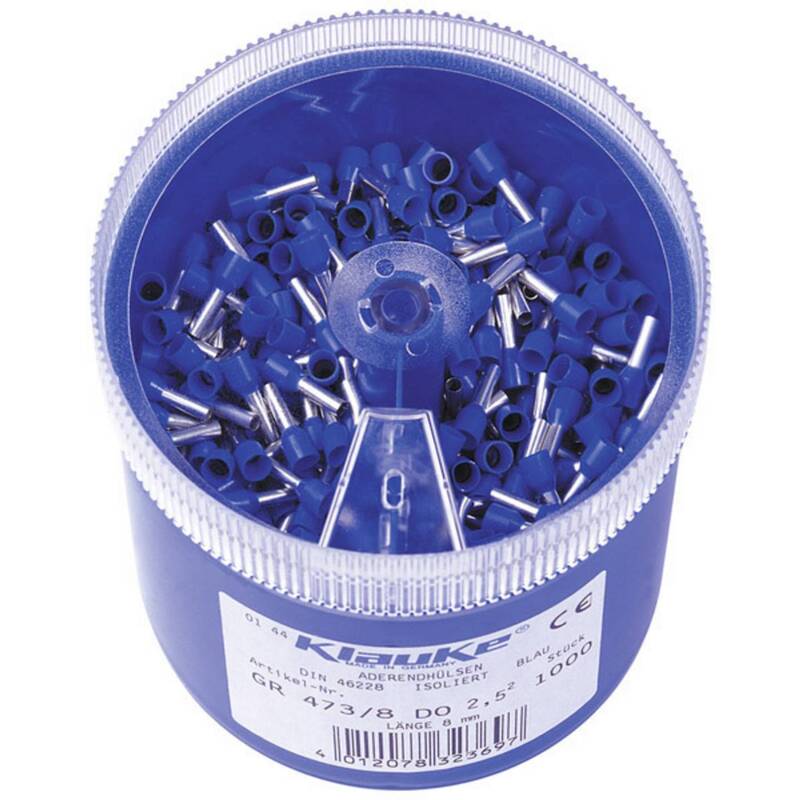 Klauke Aderendhülsen-Sortiment GR4738DO 2.5mm² Teilisoliert Blau 1000 Stück - 4012078320221