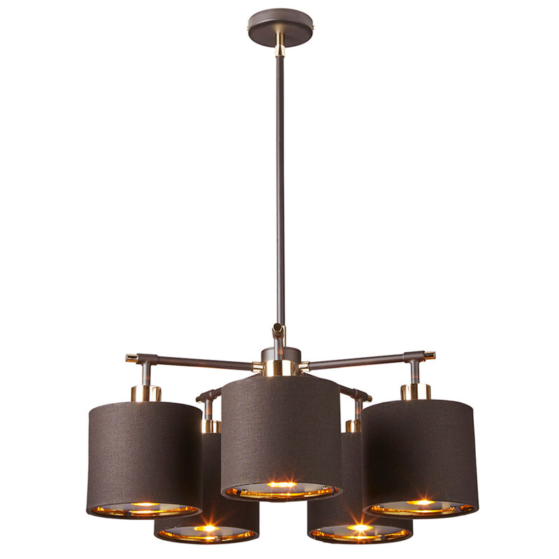 Elstead Hängeleuchte Pendelleuchte Balance Deckenlampe E27 Braun-Messing 5-flg - 5024005273011