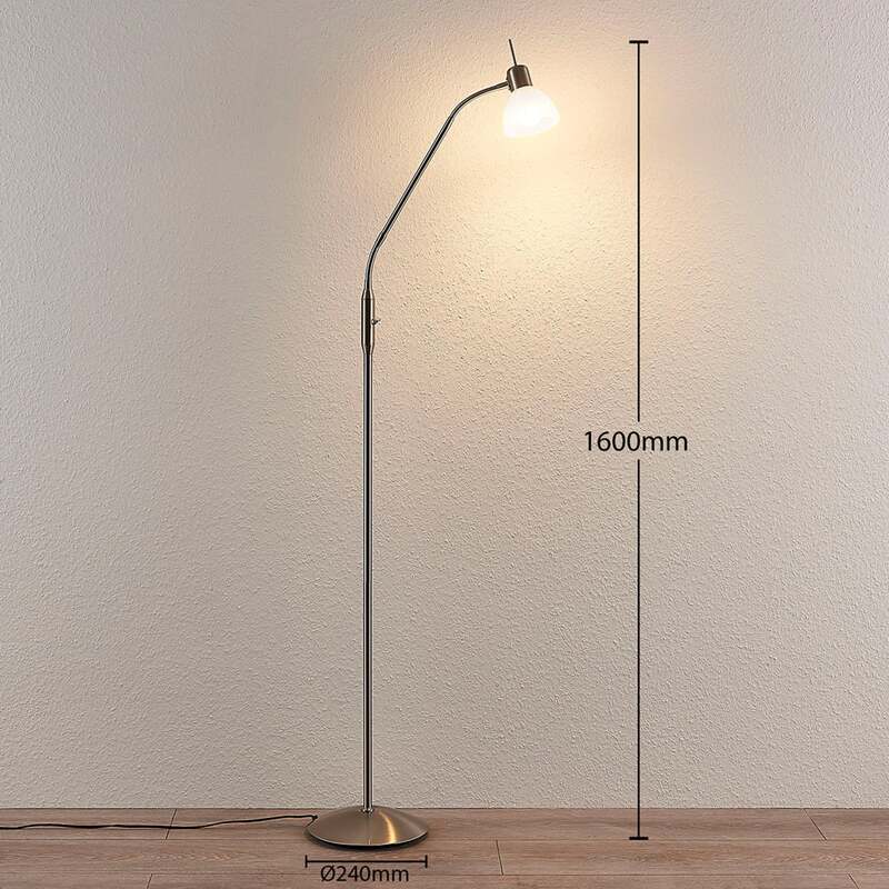 Lindby Stehlampe Gwendolin LED Stehleuchte verstellbar Glas alabaster nickel - 4251096542790