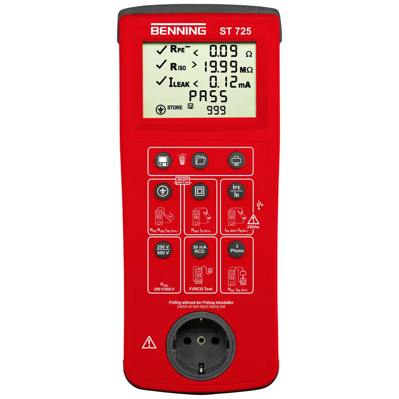 Benning ST 725 Geräetetester CAT II 300 V digital automatischer Prüfablauf - 4014651503168