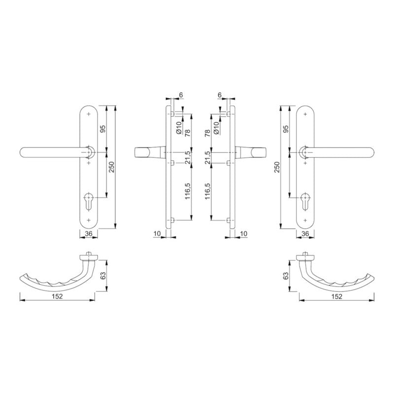Hoppe Profiltür-Drückergarnitur Luxembourg PZ 1500/3357N Aluminium F9016 TS 6272 - 4012789547283