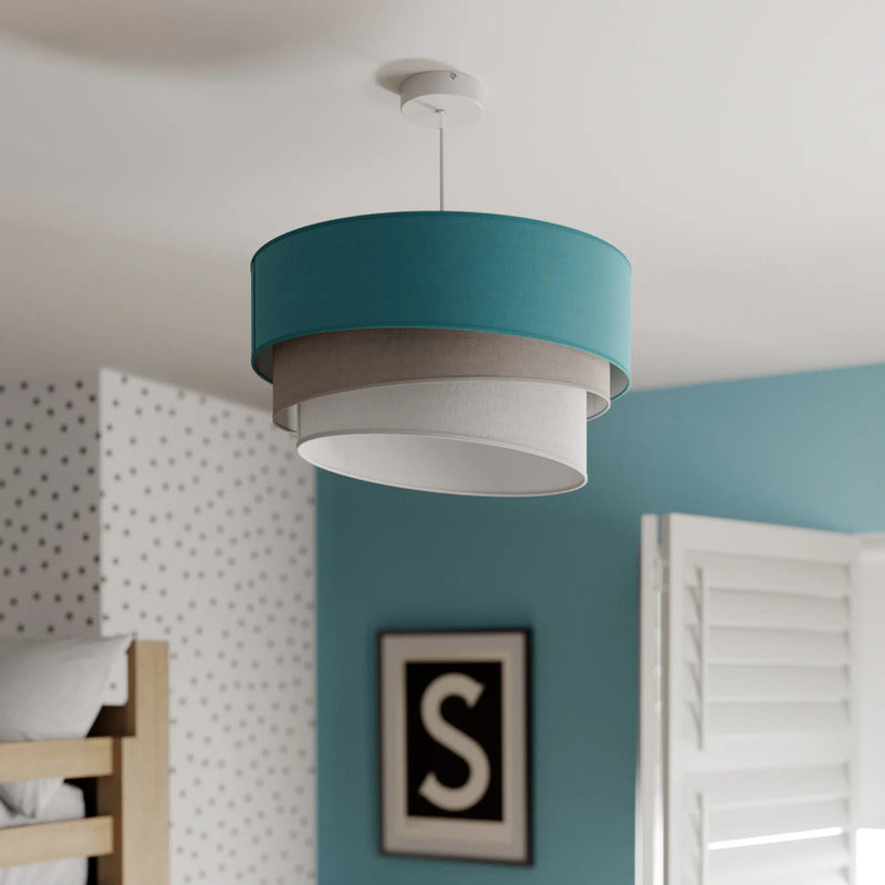 Hängeleuchte Pastell Trio dimmbar Samt türkis grau hellgrau Ø45cm 25cm hoch - 5903689181433