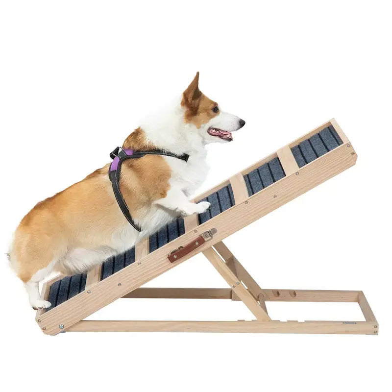 Sandinrayli Klappbare Hunde-Rampe aus Holz rutschfest 40-61 cm Höhe bis 60 kg - 6974062897745