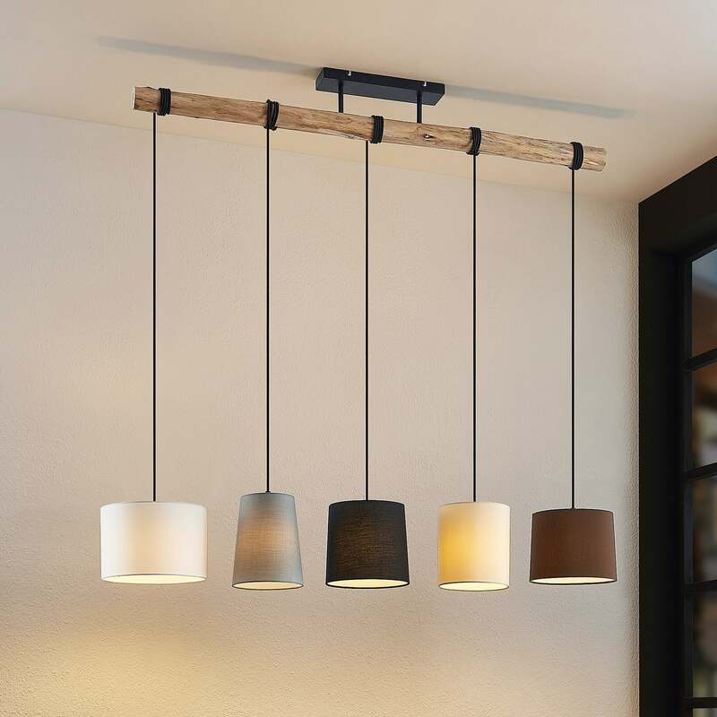 Lindby Hängeleuchte Amilia LED Pendelleuchte Lampe 5-flg grau beige E27 60W - 4251911719413
