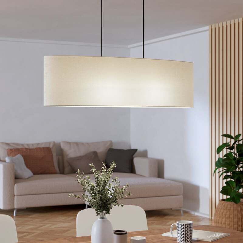 Hängeleuchte Febres 78 cm schwarz/weiß Stoff dimmbar von Eglo - 9008606312771