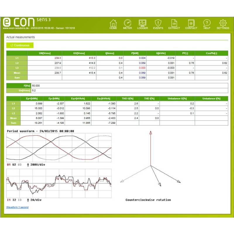 econ sens3 Drehstromzähler Energiezähler Stromzähler Messgerät Analysesoftware - 0791688745030