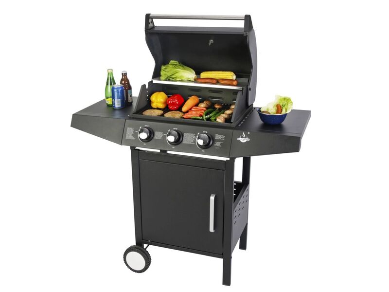 El Fuego Gasgrill San Angelo 3 Brenner Grillfläche 51,5x37,5cm schwarz 8,4kW - 4250373205816