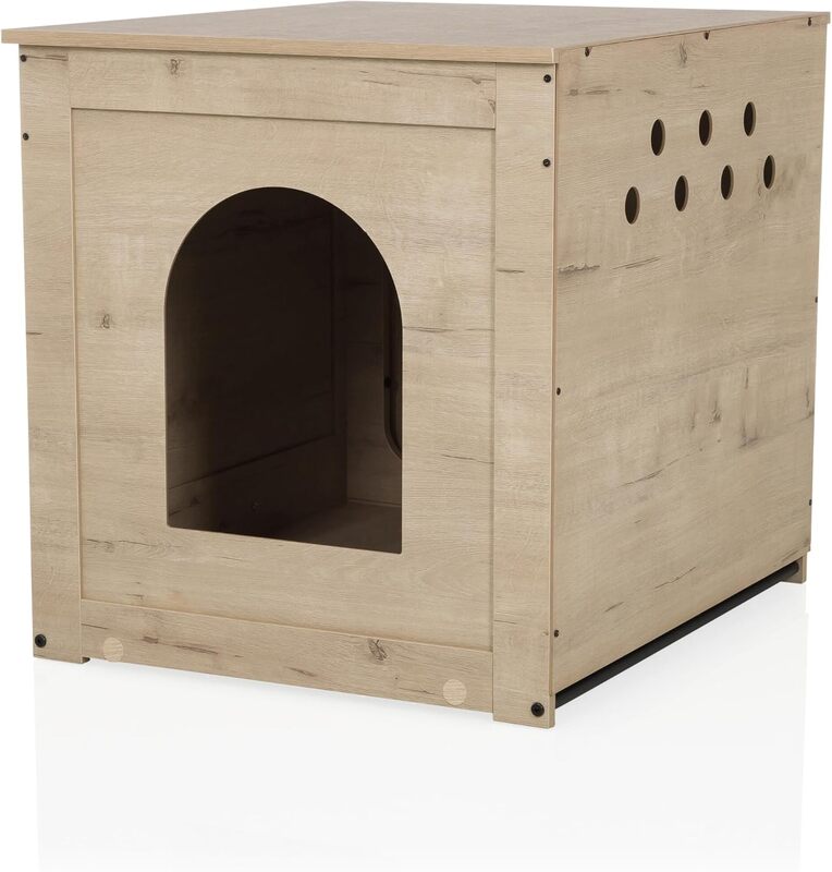 hjh LVING Katzenhaus Katzenbox Katzenklo PAWBOX 1 Eiche Schublade Kratzbrett - 4064323107491