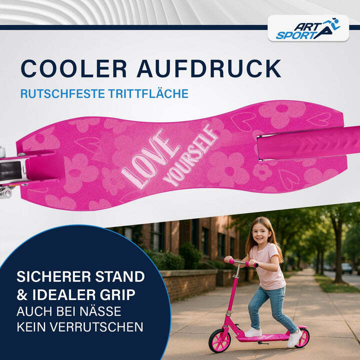 Cityroller Scooter Girl Power XXL Räder Fußständer Hinterradbremse Kinder - 4260304765746