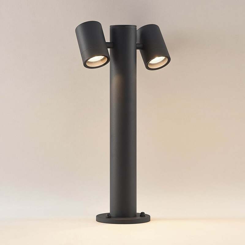 Lucande Sockelleuchte Maloney 50 cm anthrazit IP54 dimmbar 2x5W LED - 4251911736663