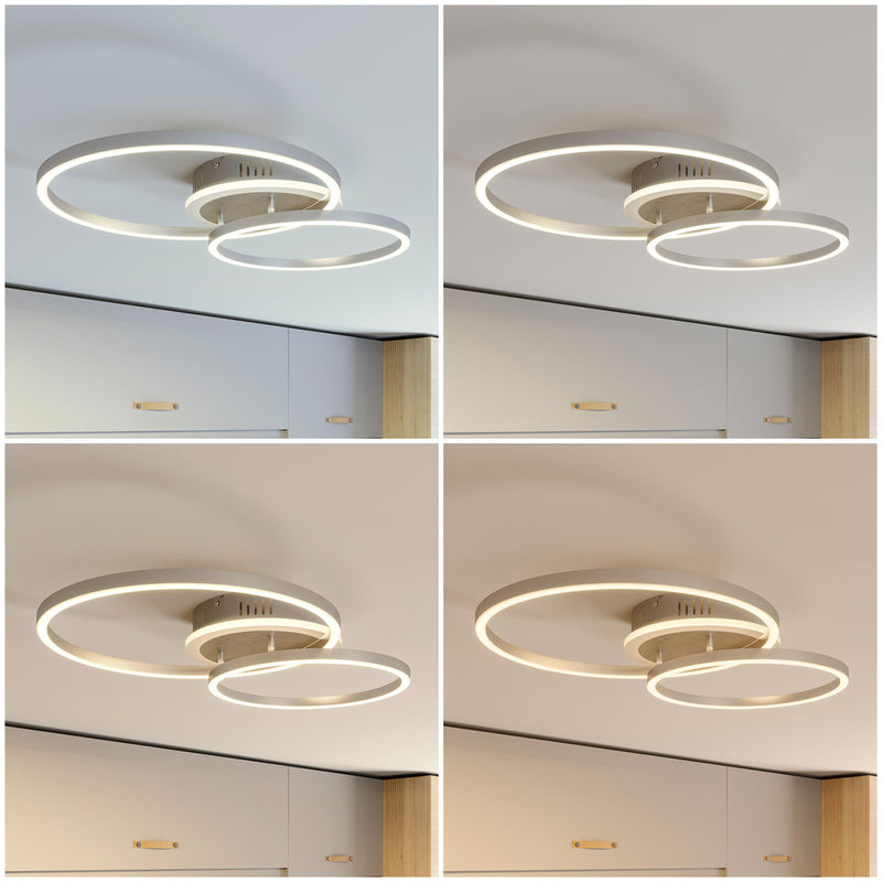 Lindby Deckenleuchte Edica LED Lampe dimmbar CCT 3000K-6000K nickel Ø58cm - 4251096575668