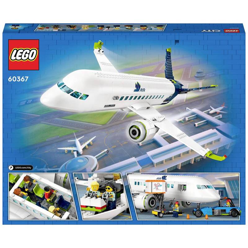 LEGO CITY Passagierflugzeug Modell 60367 Konstruktionsspielzeug 913 Teile 19cm - 5702017416274
