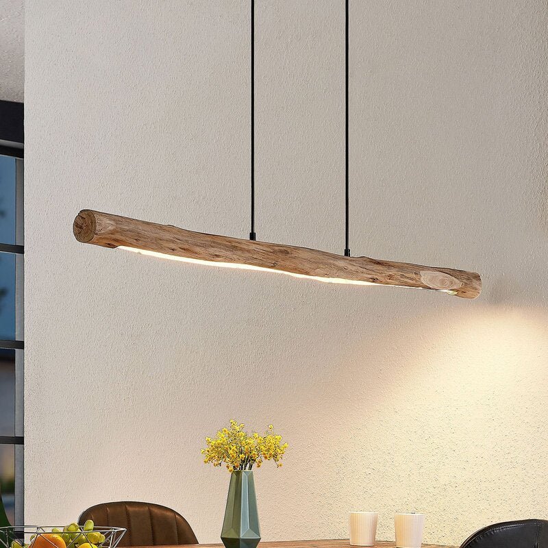 Lindby Hängeleuchte LED Pendelleuchte Nekala dimmbar schwarz Holz 120cm 3500lm - 4251096597868