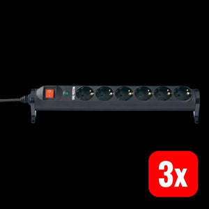 3x B-Ware Renkforce 6FACH ÜBERSpANNUNGSSCHUTZLEISTE DREHBAR 1,5m Innenbereich Schwarz